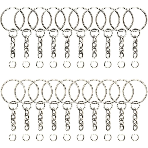 100 delar delad metall nyckelring Hantverk DIY-nyckelring med öppen hoppring och länk