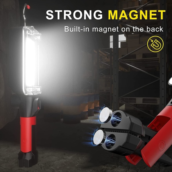 Uppladdningsbara LED-arbetsljus Magnetisk arbetslampa 1500lm Superljust mekaniskt ljus för arbetsplatsbelysning, nöd- och reparationsverkstad