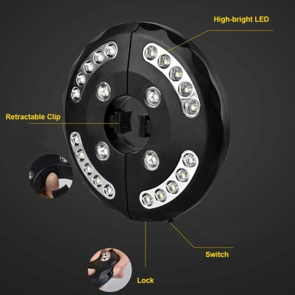 Trädgårdsparasolllampa, parasolllampa, 24 LED, 3 belysningsmodeller, parasolllampa, trädgård, stort parasoll (varmt ljus)