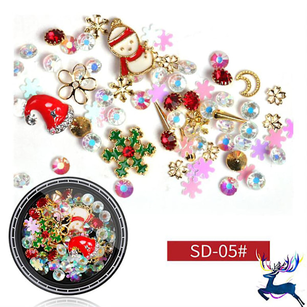 Jultomte Snöflinga Present Legering Pärla Blandad Nagel Rhinestone