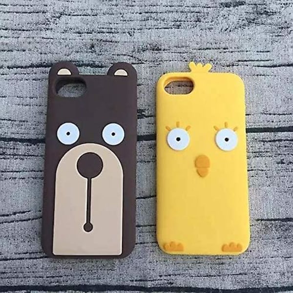 Telefonfodral Kompatibelt med Iphone 7 Plus/iphone 8 Plus, Super Söt Cartoon Liten Gul Kyckling Brun Björns Form Mjuk Silikon Skyddsfodral, Rolig Anim