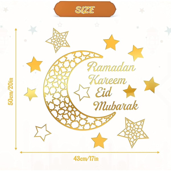 Ramadan Dekoration Eid Väggdekor, 3d Ramadan Moon Star Akryl Väggdekor, Eid Mubarak Dekor För Muslim Islam Ramadan Festtillbehör Guld