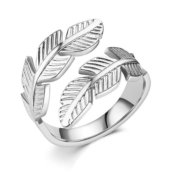 Trendig fjäderring, ring i rostfritt stål-26 (silver)