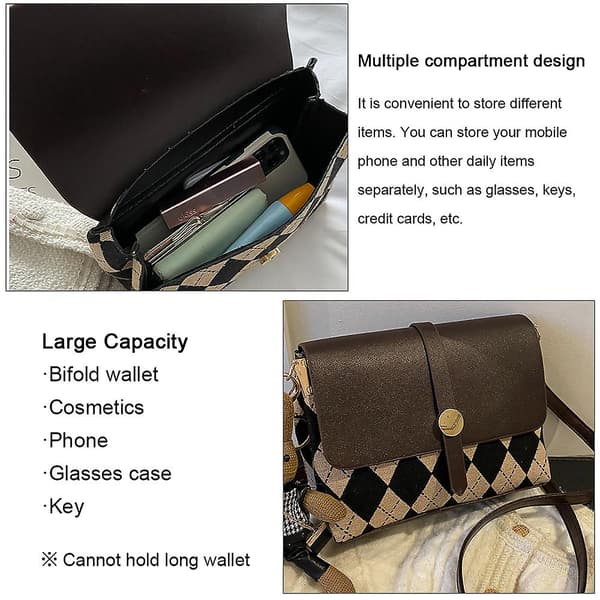 Crossbody-väska axelväska för kvinnor små handväskor mode