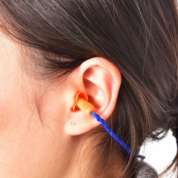 20 par Återanvändbara öronproppar med sladd Silikon Sömnproppar Bullerdämpande öronproppar för hörselskydd (blå)
