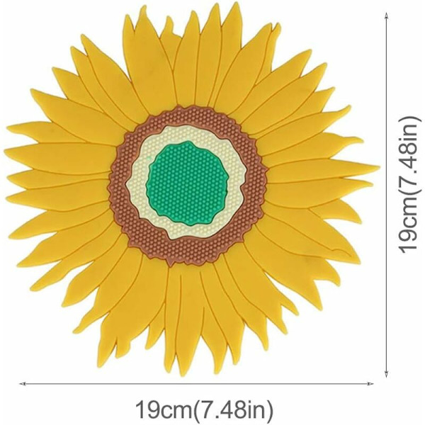 3-delt solsikke pottemåtter, blomsterformede kopmåtter, runde dækkeservietter, kan bruges til dækkeservietter, grydeunderlag, blomsterpotteunderlag, dekorative puder