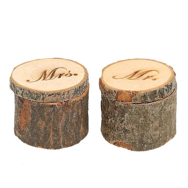 2 st Mr & Mrs Shabby Chic Rustik Bröllopsring Kuddfodral Box Tillverkad Av Trä