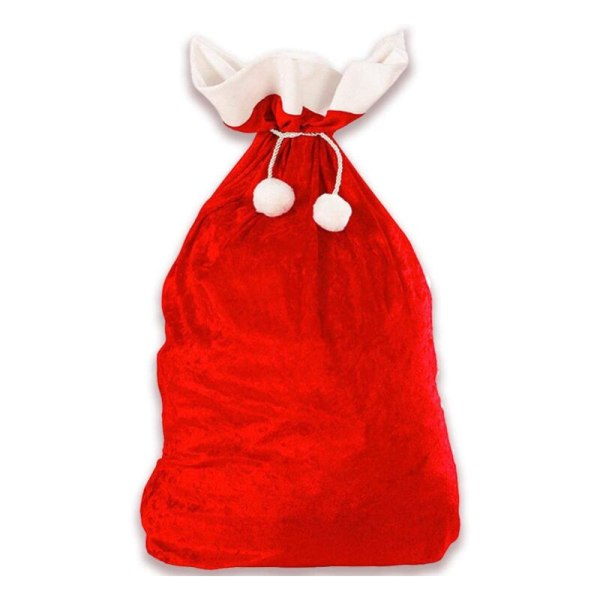 Santa Hood - 1 stor rød julegavepose i fløjlsrød og hvid gaveposer Kostume til julefest (50 x 70 cm)