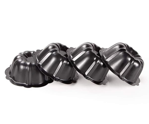 Mini räfflad ringform 10 cm 4 tum form rund bakform kakform non-stick kakformar - 4-pack