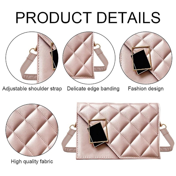 Crossbody-väskor för kvinnor, små handväskor, axelväska, damhandväska, rosa