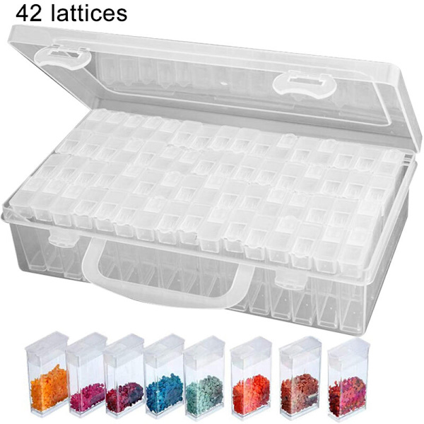 42 rutnät transparent låda DIY handgjorda pärlor diamantmålning glasförvaringslåda rispärlor låda nagelkonst tillbehör låda