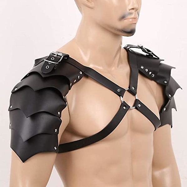 Axelskydd Läder Bröstrem Justerbar Riddare Cosplay Kostym Klubbkläder