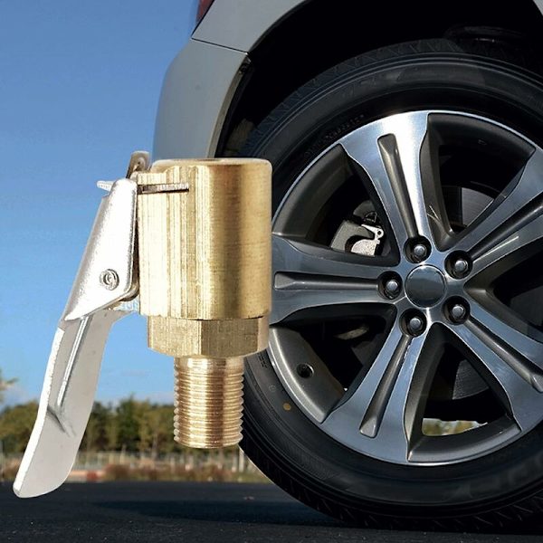 Messingpumpemundstykke, luftpumpestop, bildækventil-adapter, pumpeventilfitting, messingmundstykkepumpe-ventilstop, klemmeforbindelsesadapter