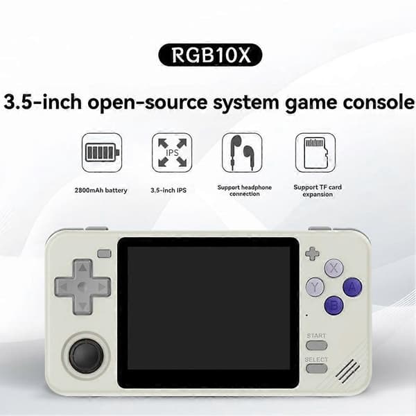 RGB10X Retro Bärbar Spelkonsol med 3,5-tums IPS-skärm. Arkos-spelkonsoler stöder flera E