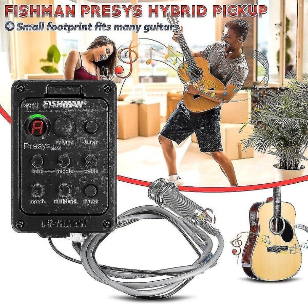 Fishman 4-bands 301 Eq Tuner Piezo Mic Presys Blend Akustisk Gitarr Pickup Förförstärkare