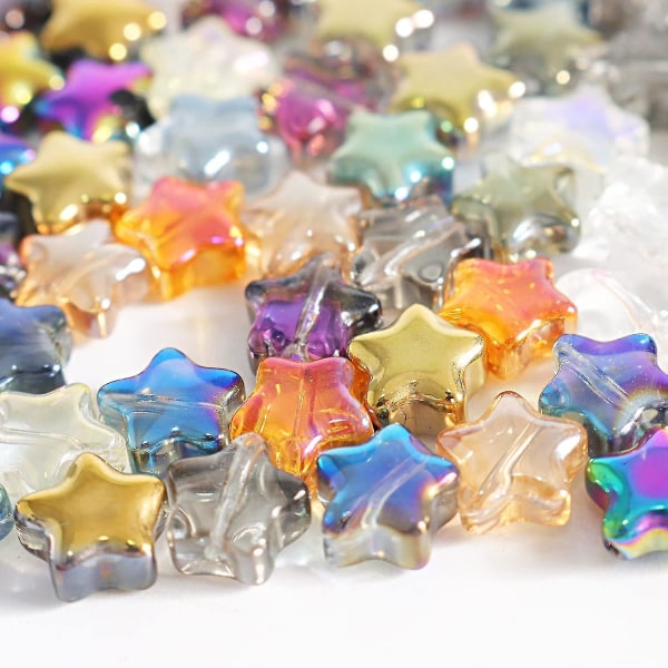 200 st Star Beads Star Glas Spacer Beads Färgglada Star Beads för smycken Armband Halsband Making, 8mm