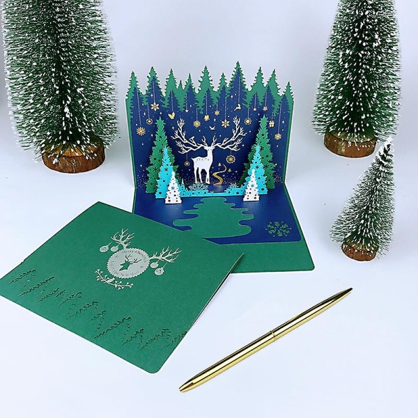 Pop-up julkort, 3d julkort, den bästa presenten i skogen