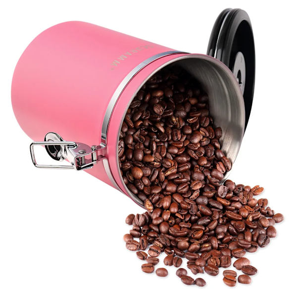 Schramm® kaffeburk 1800 ml i 10 färger med doseringssked Höjd: 19cm Kaffeburkar Kaffebehållare i rostfritt stål, färg:rosa