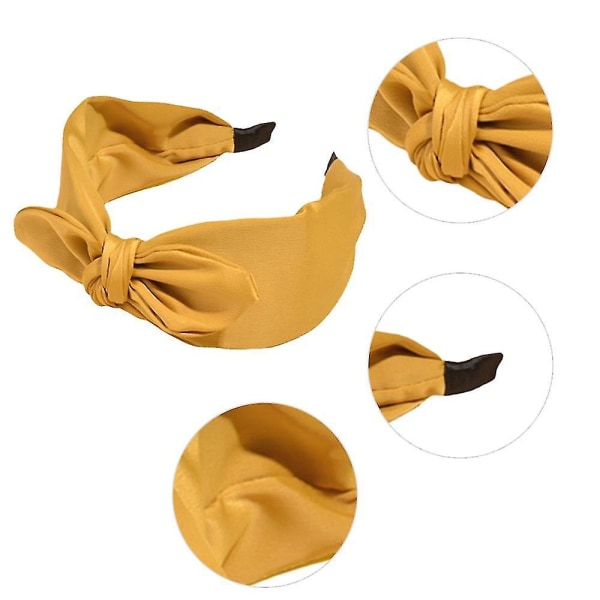 Knuten rosett S för kvinnor Mode knut, kaninöron bred S elastisk -26（gul）
