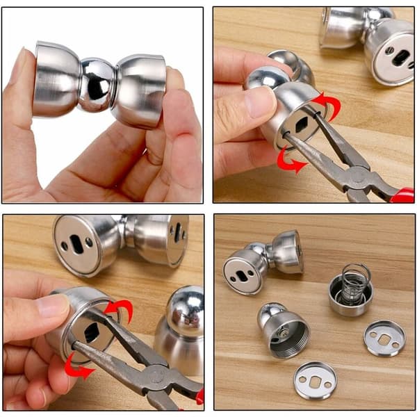 Sæt med 2 magnetiske mini vægmonterede dørstoppere i rustfrit stål