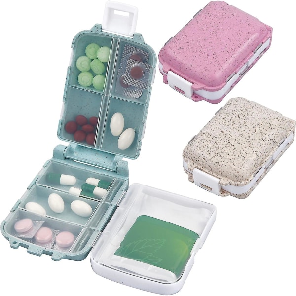 3-fack tablettask, lufttät vete pillerlåda, bärbar pillerdispenser, 7-fack tablettask
