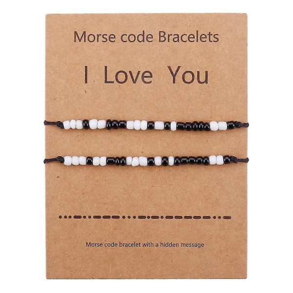 2st alla hjärtans dag I Love You Morse Code Armband För Honom Hennes Par Matchande Armband Armband För Jubileumspresenter