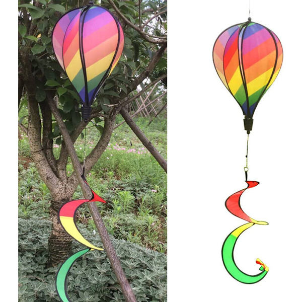 Regnbue varmluftballon vindstrimmel lys roterende farverig vindmølle streng have vindmølle udendørs dekoration, stil 1