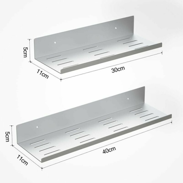 2-pack Självhäftande Duschkorg Utan Borrning Metall Duschkorg Lämplig för Badrum Sovrum Kök Vit 30/40 cm Längd