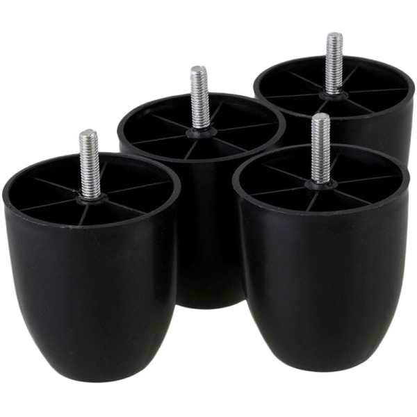 4 sorte, cylindriske møbelben i plast, 80 x 73 x 45 mm