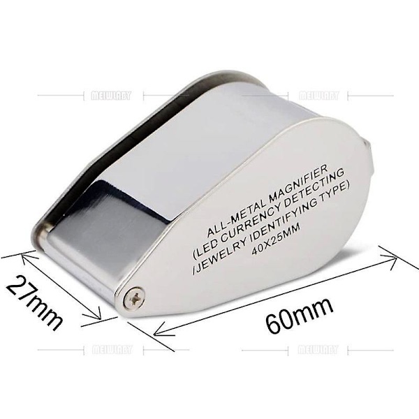 40x Full Metal Upplyst Smycken Lupp, Fickstorlek Fällbar Förstoringsglas Juvelerare Ögonlupp Med Led(led Valutadetektering/smycken Identif