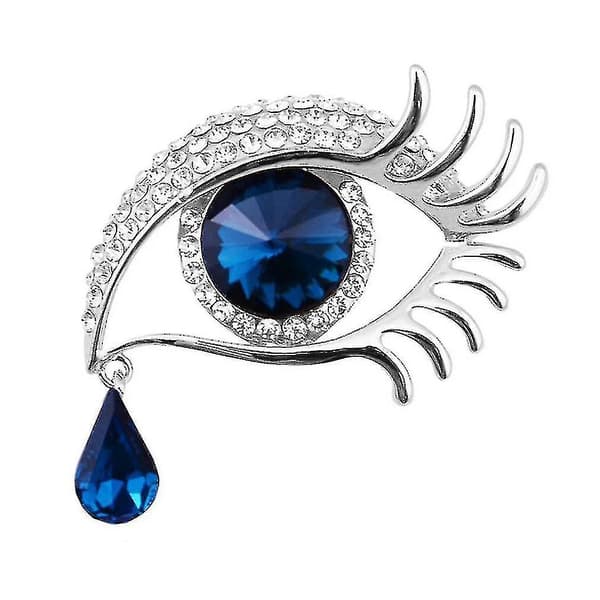 Dam brosch strass inlagd brosch tårängel (silver + blå)