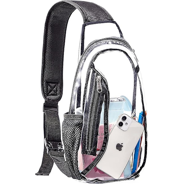 Clear Sling Bag, Stadium Approved Pvc Crossbody Backpack, Clear Casual Chest Daypack For Hiking, Stadium Or Concerts