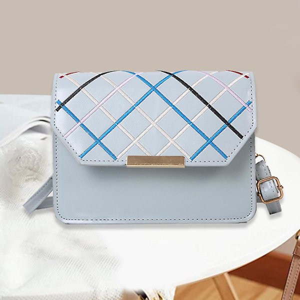 Crossbody-väskor för kvinnor Läderhandväska Handväska med justerbar rem Axelväskor blå