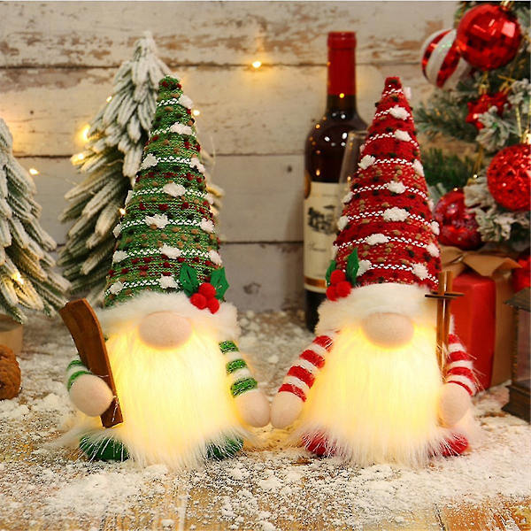 Juldocka Släde Elf Ski Gnome Med Led-Ljus Rudolph Juldekoration För Hem X-Mas Nyår Gif