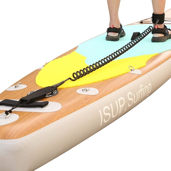 Surfbrädekoppel, 10 fot 7 mm Tpu Coiled Stand Up Paddleboard och surfbrädekoppel, gul