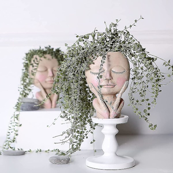 Blomkruka Huvud Planteringskruka Succulent Planter Söt Harts Kaktus Planter-4