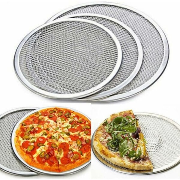 10 tums non-stick aluminium Mesh ugn pizza bakpanna med hål och sömlös kant