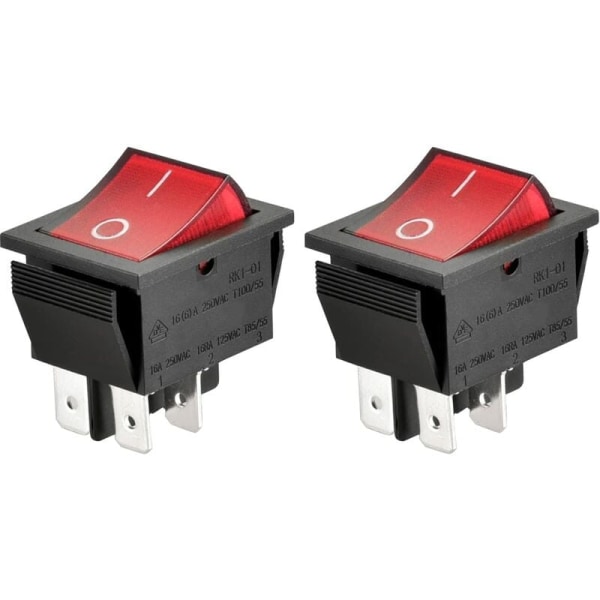 4-polig ON/OFF vippbrytare, rött ljus (2-pack)