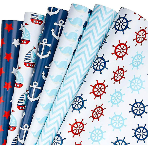 Inslagning papper ark jul kraft inslagning papper 1 rulle innehåller 8