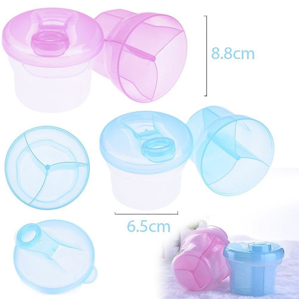 Non-spill Rotating Milk Powder Formula Dispenser Bärbar utomhusmatbehållare 3 fack Förvaring Matning InfantBlue