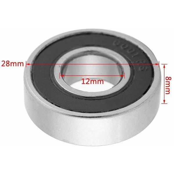 10-pack multifunktionella kullager med gummitätning, djupspår 6001-2RS (12 x 28 x 8 mm)