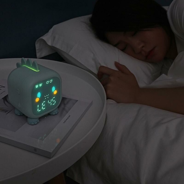 LED-vækkeur Cute Dinosaur Digital Alarm Clock Children's Sleep Trainer Desk Night Light