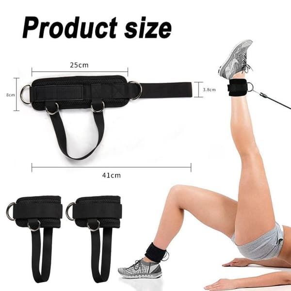 Ankelstropper til glute-extensions i kabelmaskine, justerbar komfort.