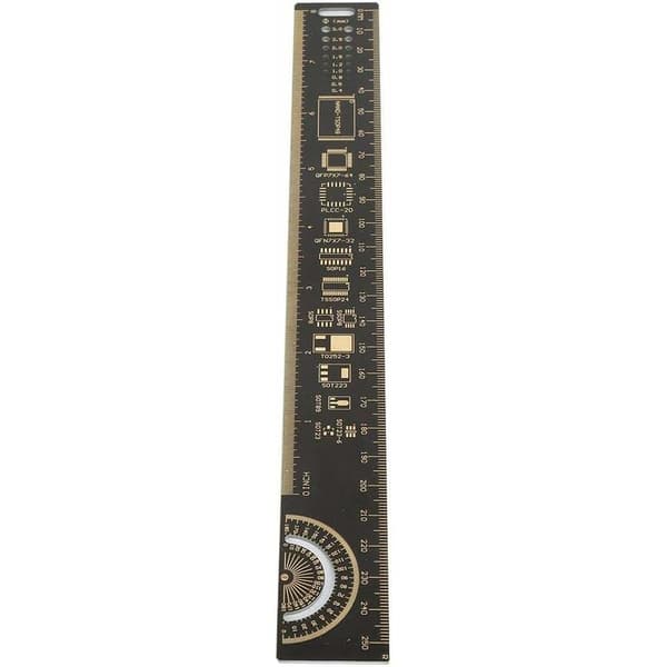 Multifunktionslineal til elektronikingeniører, printpladelineal, PCB-ingeniørlineal, multifunktionslineal (25 cm)