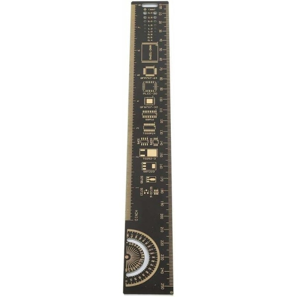 Multifunktionslinjal för elektronikingenjörer, kretskortslinjal, PCB-ingenjörslinjal, multifunktionslinjal (25 cm)