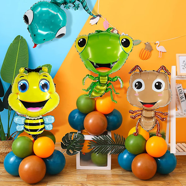 4 st Insektsballonger Djur Söta Bi Gecko Snigel Mantis Insektsballong Tema Trädgårdsfödelsedagsförsörjning Party Djurballonger