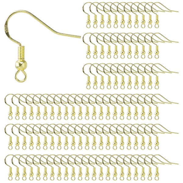 Ett paket med 100 örhängen krokar med kulskaft, lämplig för DIY örhängen smycken gör örhängen tillbehör