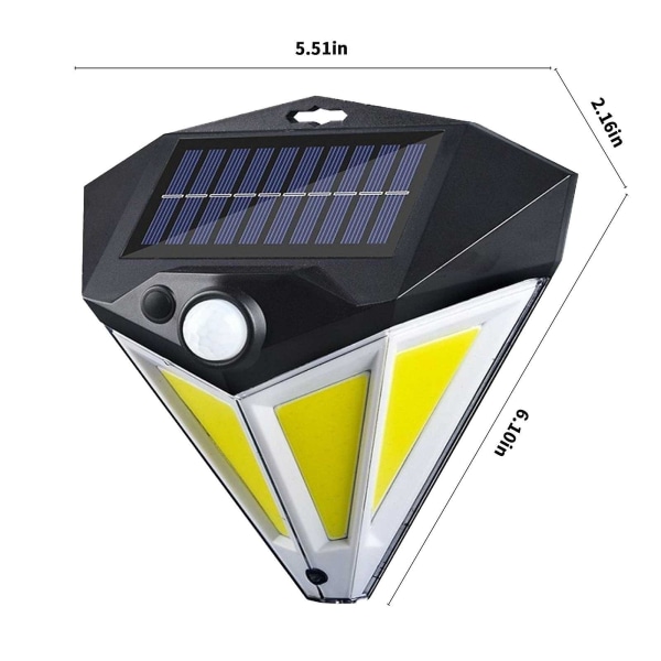 Cob Solar Smart Sensor Utomhusvägg Ljussvart
