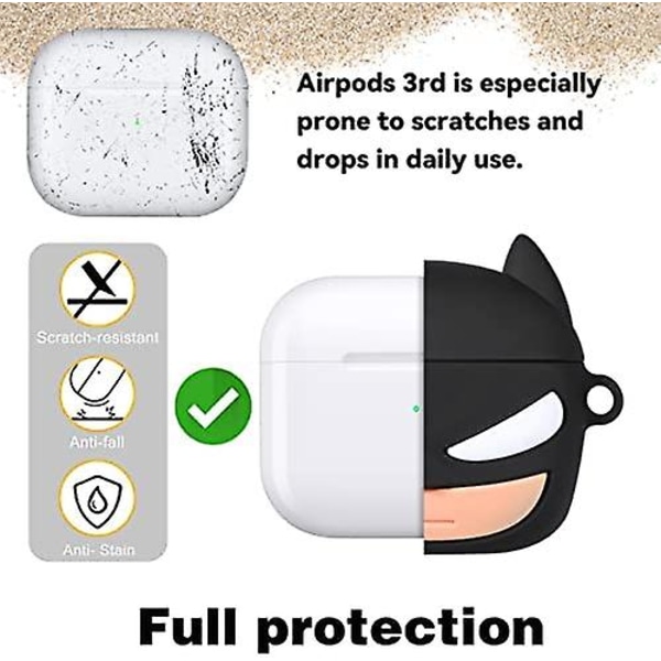 Airpods 3 (3. sukupolvi) -kotelo, söpö pehmeä silikoninen 3D-hauska hahmo Air Pod 3:lle (2021) -kansi Kawaii-suunnittelija sarjakuva rengassarja kotelot lapselle