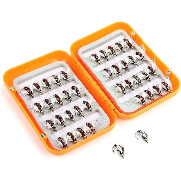 40 stycken realistisk flugfiske flugor öring flugbete krok flugfiske kit box (röd)